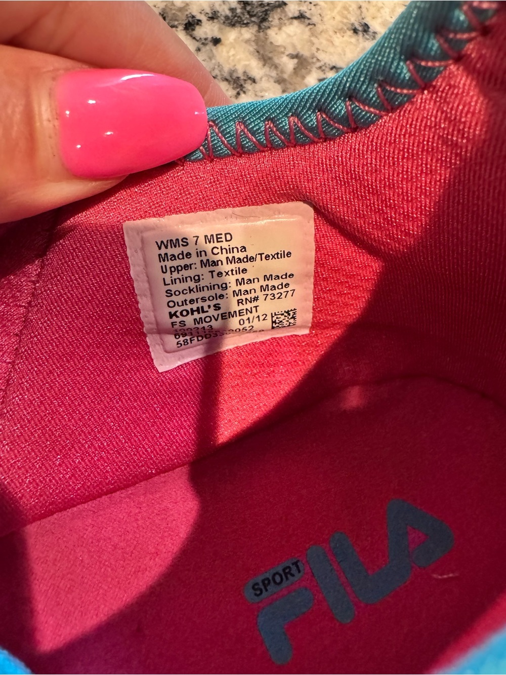 FILA Pink and Teal Slip-On Athletic Shoe - Picture 2 of 4